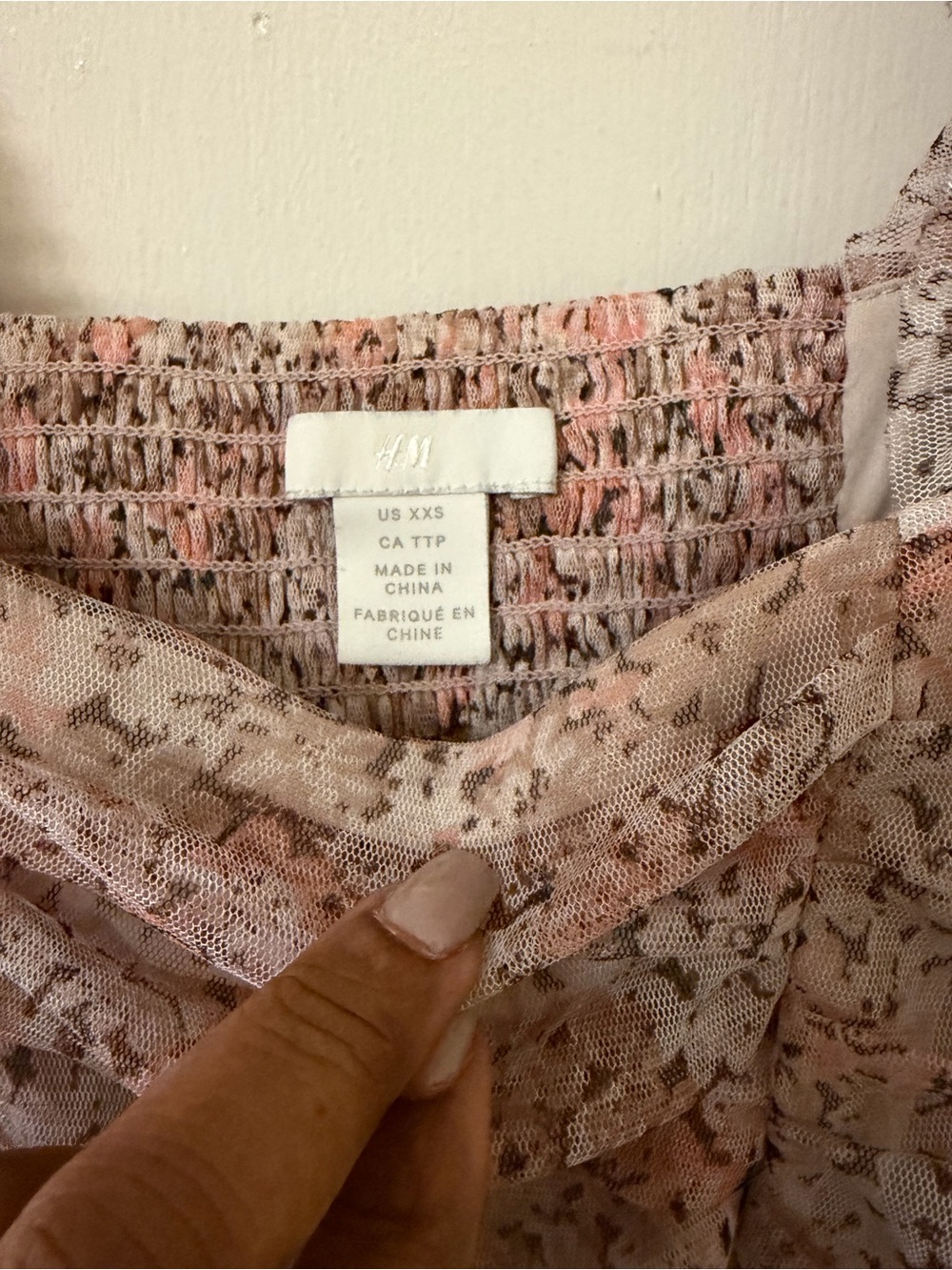 H&M Blush Pink and Taupe Lace Overlay Top